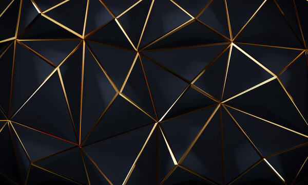 Black geometric texture with golden polygonal patterns