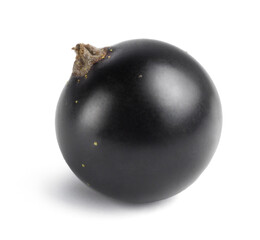Ripe black currant on a white background. Fresh juicy berries.
