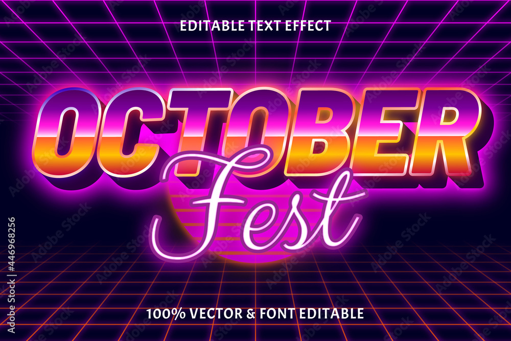 Wall mural October fest editable text effect retro style