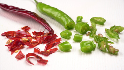 Fresh Red and Green hot chilli peppers.