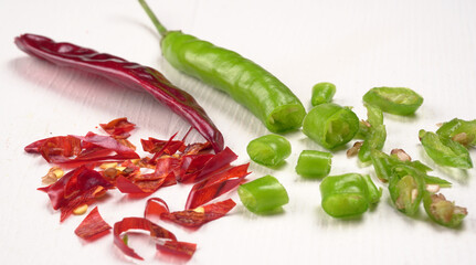Fresh Red and Green hot chilli peppers.