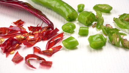 Fresh Red and Green hot chilli peppers.