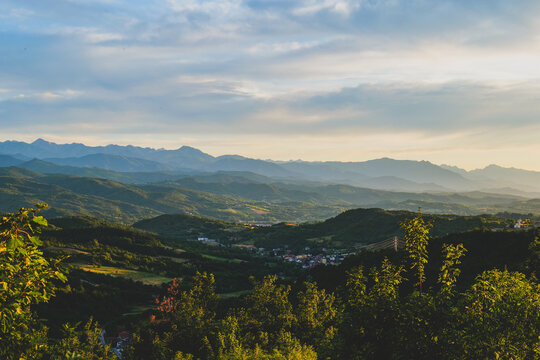 Overview of the hills in Alta Langa, Piedmont - Italy