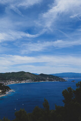 Fototapeta na wymiar Coast of Liguria in front of Noli, Sportorno and Bergeggi, Italy