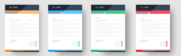 corporate modern letterhead design template with yellow, blue, green and red color. creative modern letter head design template for your project. letterhead, letter head, Business letterhead design.
