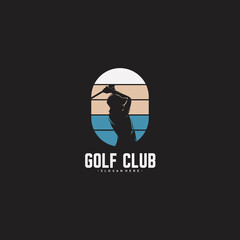Golf player logo design template