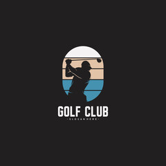 Golf player logo design template