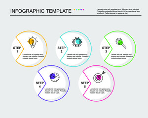 Business Infographic Template. Minimalistic Vector Design with Icons, Text and 5 Options or Steps. Can Be Used As Business Infographic, Diagram, Flowchart, Process, Diagram.