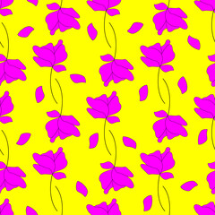 Beautiful seamless floral pattern. Summer flowers. Floral seamless pattern .Seamless pattern with flowers, leaves. Great for fabric, textile. Minimal design in trendy colors. Vector Illustration.