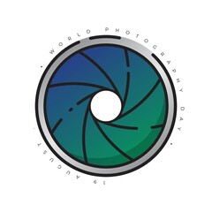 Green Blue Camera Shutter with outline design