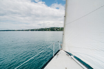 Sailing boat on lake Geneva in Switzerland