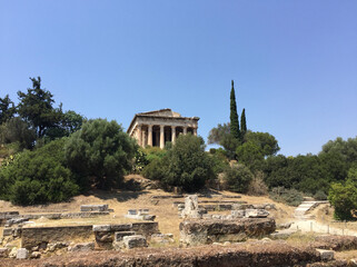 The Temple of Hephaestus or Hephaisteion, a well-preserved Greek temple that remains standing largely intact. It is a Doric peripteral temple, and is located at the Agora of Athens.