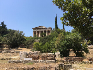 The Temple of Hephaestus or Hephaisteion, a well-preserved Greek temple that remains standing largely intact. It is a Doric peripteral temple, and is located at the Agora of Athens.