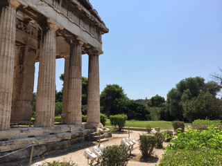 Fototapeta premium The Temple of Hephaestus or Hephaisteion, a well-preserved Greek temple that remains standing largely intact. It is a Doric peripteral temple, and is located at the Agora of Athens.