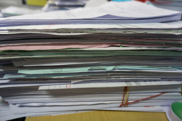 Close up stack of document at office