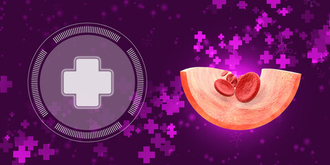 Naklejka premium 3d rendering red streaming blood cells background