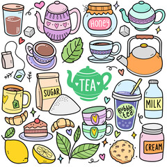 Tea Time Color Doodle Illustration