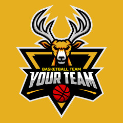 Deer mascot for a basketball team logo. Vector illustration. Great for team or school mascot or t-shirts and others.