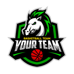 Horse mascot for a basketball team logo. Vector illustration. Great for team or school mascot or t-shirts and others.