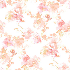 Abstract floral seamless pattern of orchid branches. Beautiful background for your festive design and wallpaper. 