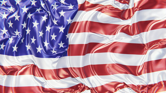 3D render of the textured national flag of the United States of America