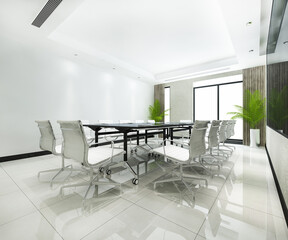 3d rendering business meeting room on high rise office building