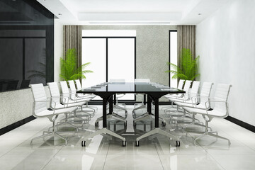 Fototapeta na wymiar 3d rendering business meeting room on high rise office building