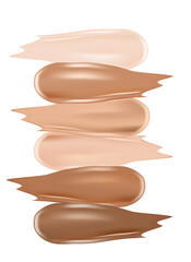 Vector Illustration of Color Shades Palette For Foundation.Make up cosmetic for banner, poster. Liquid foundation background with cream tube. Vector illustration