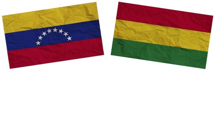 Bolivia and Venezuela Flags Together Paper Texture Effect  Illustration