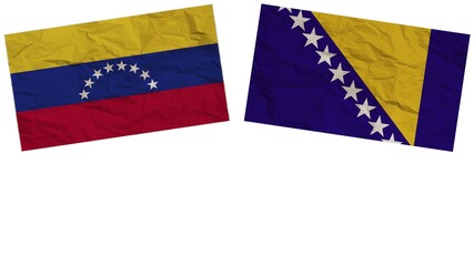 Bosnia and Herzegovina and Venezuela Flags Together Paper Texture Effect  Illustration