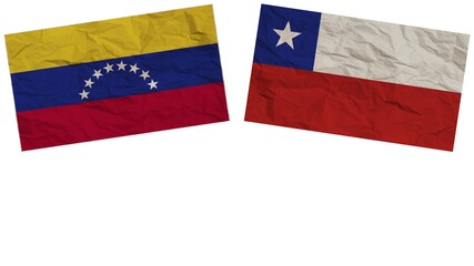 Chile and Venezuela Flags Together Paper Texture Effect  Illustration