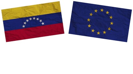 European Union and Venezuela Flags Together Paper Texture Effect  Illustration