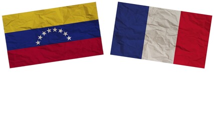 France and Venezuela Flags Together Paper Texture Effect  Illustration