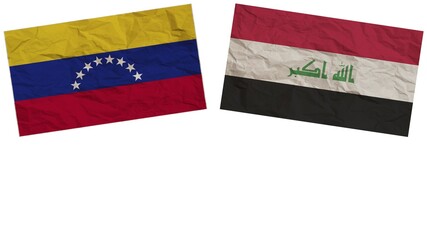 Iraq and Venezuela Flags Together Paper Texture Effect  Illustration