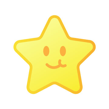 A Cute Gold Star - Amazing cute vector character of a gold rounded star suitable for game, animation, apps, sticker, children book, decoration, and illustration in general - Vector Illustration