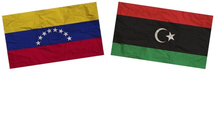 Libya and Venezuela Flags Together Paper Texture Effect  Illustration