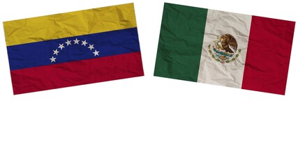 Mexico and Venezuela Flags Together Paper Texture Effect  Illustration