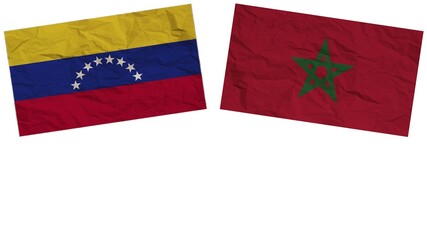 Morocco and Venezuela Flags Together Paper Texture Effect  Illustration