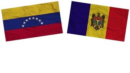 Fototapeta premium Moldova and Venezuela Flags Together Paper Texture Effect Illustration