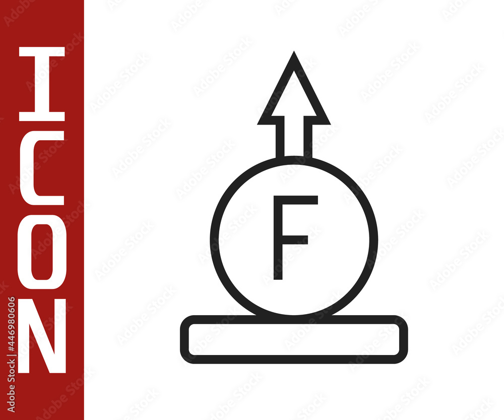 Poster black line force of physic formula calculation icon isolated on white background. vector