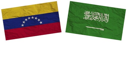 Saudi Arabia and Venezuela Flags Together Paper Texture Effect  Illustration