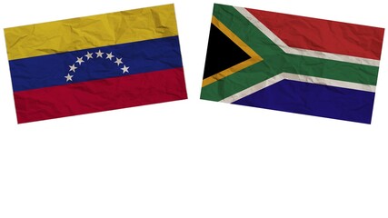 South Africa and Venezuela Flags Together Paper Texture Effect  Illustration