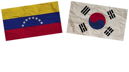 Naklejka premium South Korea and Venezuela Flags Together Paper Texture Effect Illustration