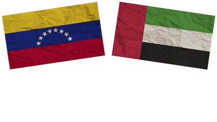 United Arap Emirates and Venezuela Flags Together Paper Texture Effect  Illustration