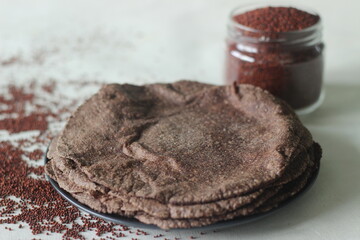 Finger millet Indian flat bread made of finger miller flour. A healthy gluten free alternate to...