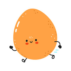 Cute funny running egg. Vector hand drawn cartoon kawaii character illustration icon. Isolated on white background. Running egg concept