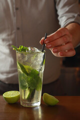 Tasty mohito drink in bar