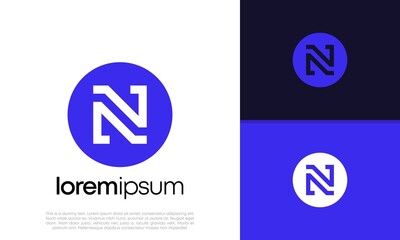 Innovative high tech logo template. Template label for blockchain technology. Technology Logo. Initials N logo design.