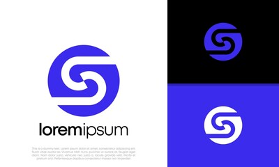  Initials S logo design. Innovative high tech logo template. Template label for blockchain technology. Technology Logo.