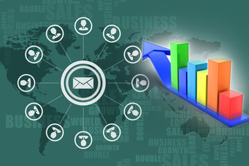 3d rendering Stock market online business concept. business Graph 
